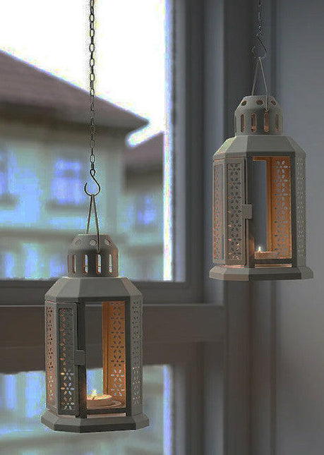Dark Grey Metal Miners Lantern Summer Wedding Home Party Room Balconey Deck Decoration 21cm Tealight Candle.