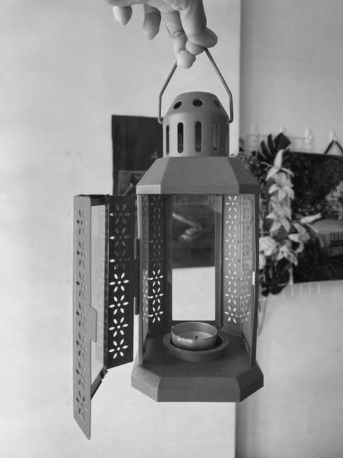 Dark Grey Metal Miners Lantern Summer Wedding Home Party Room Balconey Deck Decoration 21cm Tealight Candle.