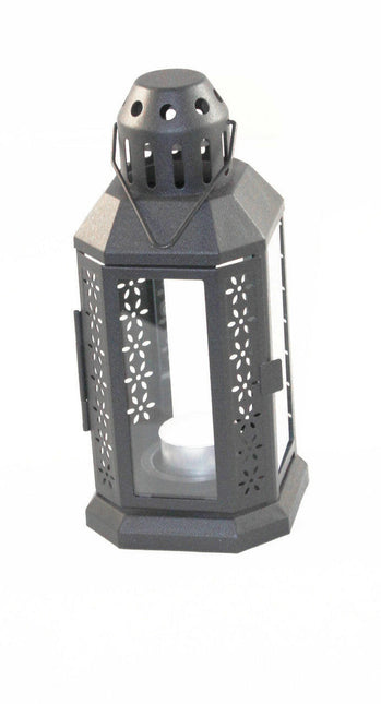 Dark Grey Metal Miners Lantern Summer Wedding Home Party Room Balconey Deck Decoration 21cm Tealight Candle.