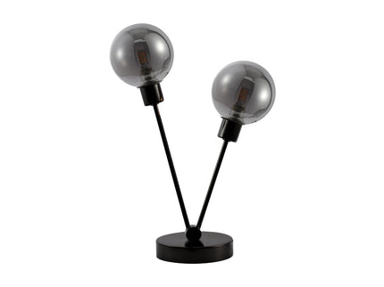 Grette Table Lamp Modern Glass Shade with Black Chrome Finish.