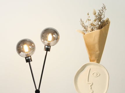 Grette Table Lamp Modern Glass Shade with Black Chrome Finish.