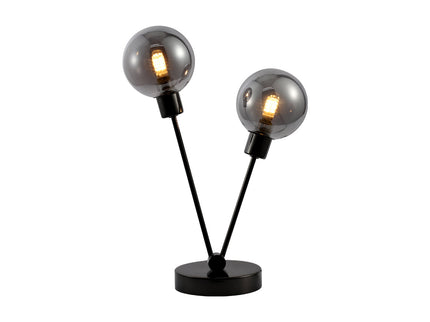 Grette Table Lamp Modern Glass Shade with Black Chrome Finish.