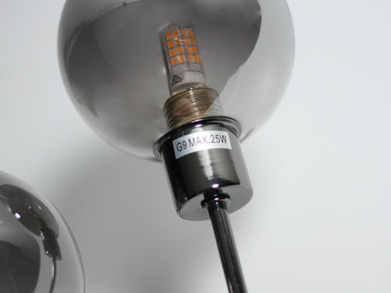 Grette Table Lamp Modern Glass Shade with Black Chrome Finish.