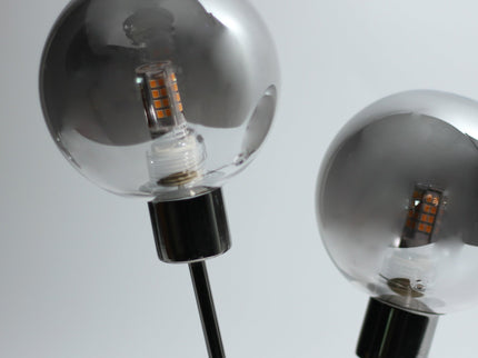 Grette Table Lamp Modern Glass Shade with Black Chrome Finish.