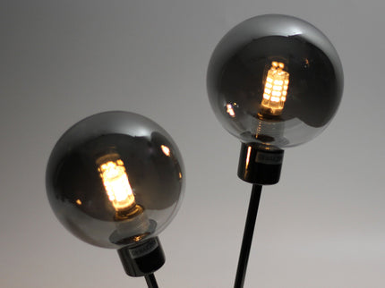 Grette Table Lamp Modern Glass Shade with Black Chrome Finish.