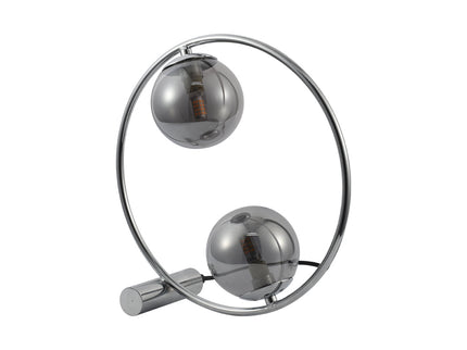 Larique Table Lamp with Glass Globes and Modern Chrome Finish.