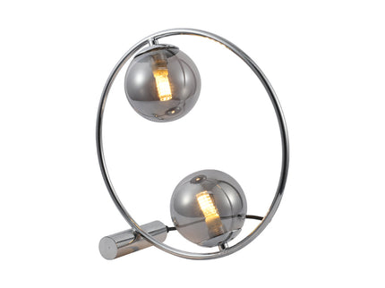 Larique Table Lamp with Glass Globes and Modern Chrome Finish.