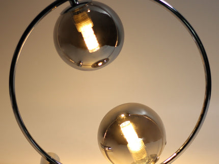 Larique Table Lamp with Glass Globes and Modern Chrome Finish.