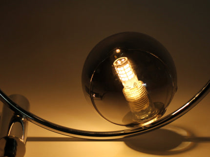 Larique Table Lamp with Glass Globes and Modern Chrome Finish.