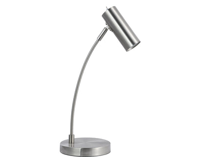 Sarla Table Lamp Satin Chrome Modern Desk Lighting with Adjustable Head.