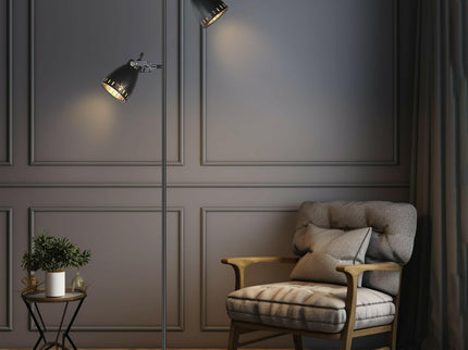 Audrey Floor Lamp Black Modern Adjustable Metal Lighting for Home.