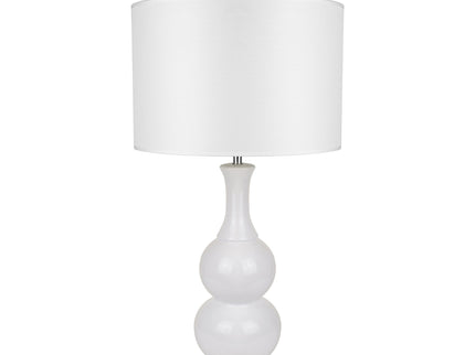 Pattery Barn Table Lamp - White Ceramic Base and Fabric Shade.