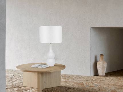 Pattery Barn Table Lamp - White Ceramic Base and Fabric Shade.