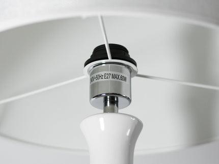 Pattery Barn Table Lamp - White Ceramic Base and Fabric Shade.