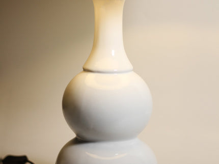 Pattery Barn Table Lamp - White Ceramic Base and Fabric Shade.