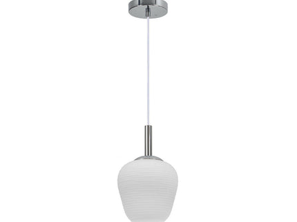 Annika Glass Pendant Light with Frosted Shade and Chrome Finish.