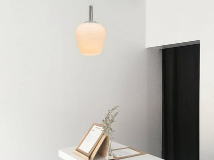 Annika Glass Pendant Light with Frosted Shade and Chrome Finish.