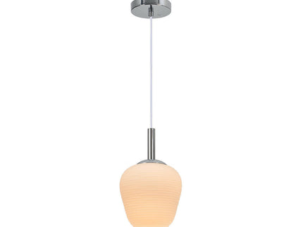 Annika Glass Pendant Light with Frosted Shade and Chrome Finish.
