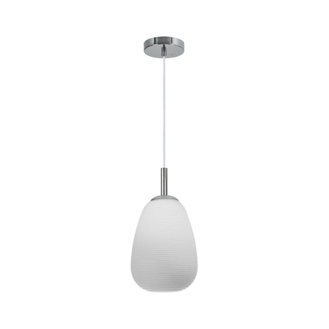 Briella Glass Pendant Light Elegant White Shade with Chrome Mount.