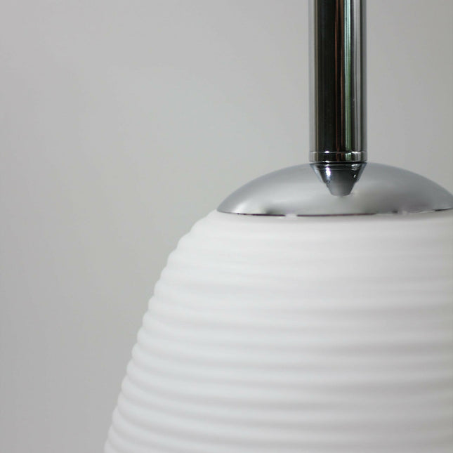 Briella Glass Pendant Light Elegant White Shade with Chrome Mount.