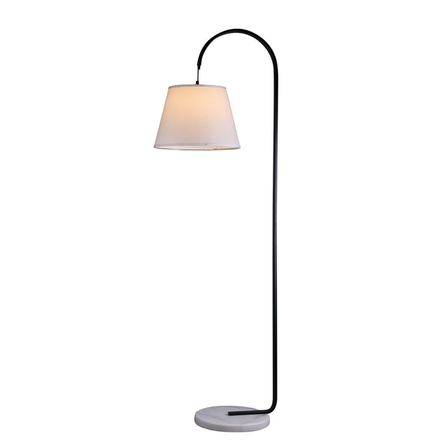 Thea Floor Lamp - White Modern Mid-Century Style with Marble Base.