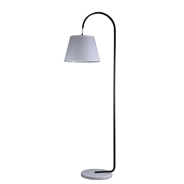 Thea Floor Lamp - White Modern Mid-Century Style with Marble Base.