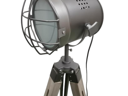 139cm Nautical Tripod Floor Lamp with Steel Grey Searchlight Spotlight Modern.