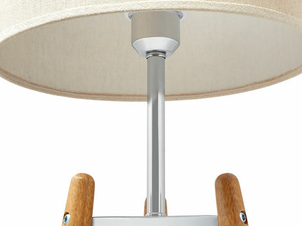 73cm Bamboo Tripod Table Lamp Light Modern Vintage with Beige Linen Shade.