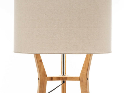 168cm Large Bamboo Wooden Tripod Floor Lamp Light Modern Linen Shade with Shelves.