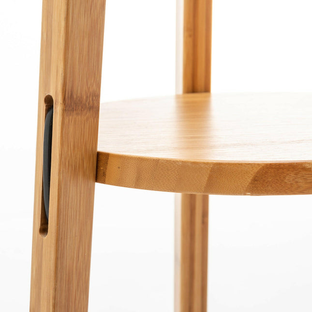 168cm Large Bamboo Wooden Tripod Floor Lamp Light Modern Linen Shade with Shelves.