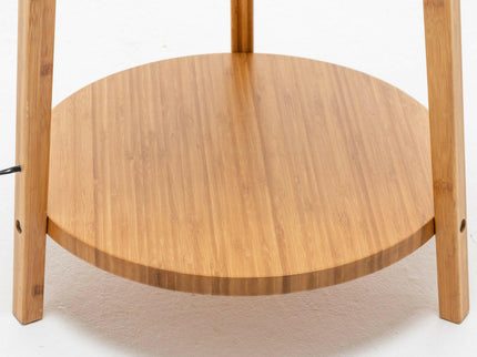 168cm Large Bamboo Wooden Tripod Floor Lamp Light Modern Linen Shade with Shelves.