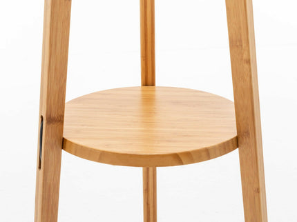 168cm Large Bamboo Wooden Tripod Floor Lamp Light Modern Linen Shade with Shelves.