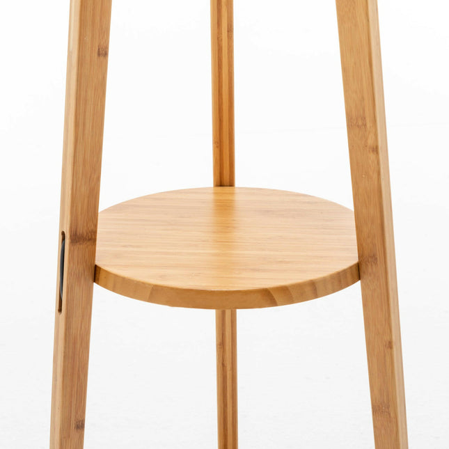 168cm Large Bamboo Wooden Tripod Floor Lamp Light Modern Linen Shade with Shelves.