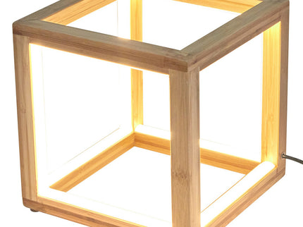 Bamboo Cube LED Lamp Modern Light Minimalistic Scandi Natural.