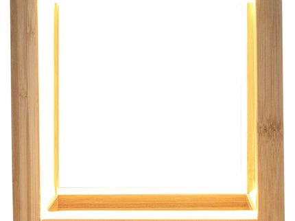 Bamboo Cube LED Lamp Modern Light Minimalistic Scandi Natural.