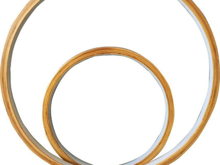 Natural Double Circle Bamboo LED Table Lamp Light Modern Scandi Minimal.