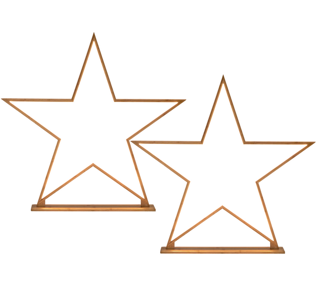 2x Large Bamboo Star w/ LED Strip Table Lamp Light Modern Minimalist Decor - Natural