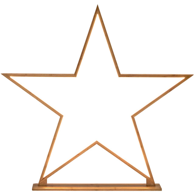 2x Large Bamboo Star w/ LED Strip Table Lamp Light Modern Minimalist Decor - Natural