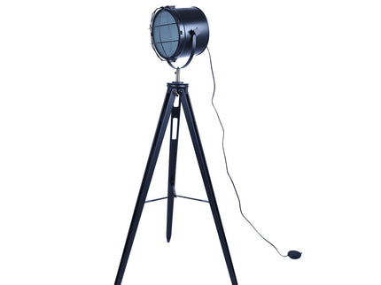 158cm Nautical Tripod Floor Lamp with Matte Black Searchlight Spotlight.