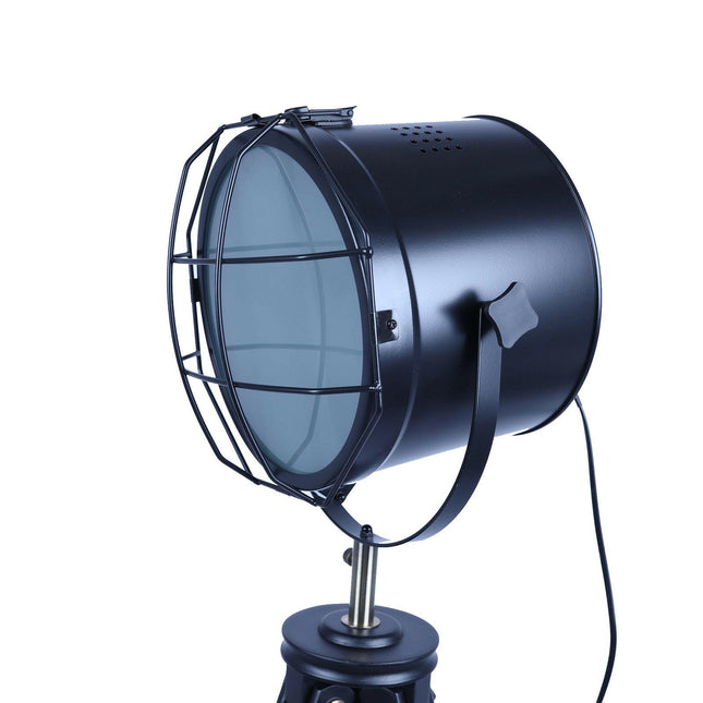 158cm Nautical Tripod Floor Lamp with Matte Black Searchlight Spotlight.