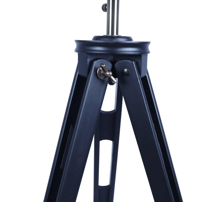 158cm Nautical Tripod Floor Lamp with Matte Black Searchlight Spotlight.