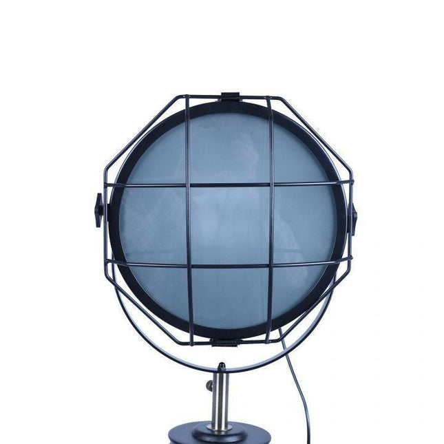 158cm Nautical Tripod Floor Lamp with Matte Black Searchlight Spotlight.