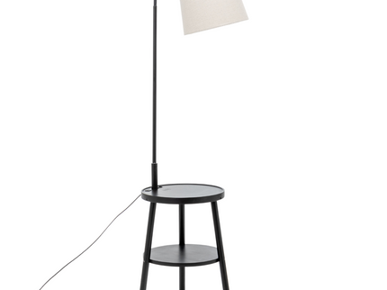 Naples Tripod Floor Lamp Shelf Storage Drawer Bed Side Table Light w/ USB Charger