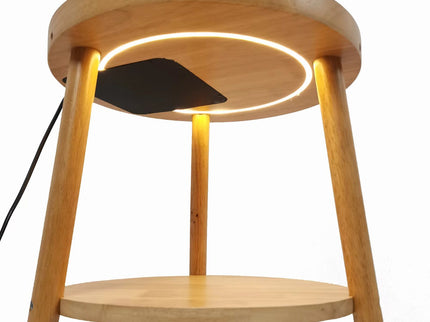 Naples Tripod Floor Lamp Shelf Storage Drawer Bed Side Table Light w/ USB Charger