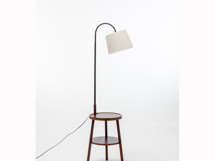 Naples Tripod Floor Lamp Shelf Storage Drawer Bed Side Table Light w/ USB Charger