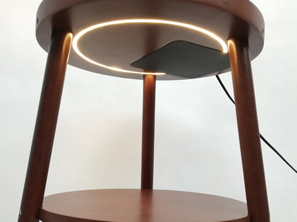 Naples Tripod Floor Lamp Shelf Storage Drawer Bed Side Table Light w/ USB Charger