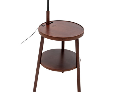 Naples Tripod Floor Lamp Shelf Storage Drawer Bed Side Table Light w/ USB Charger