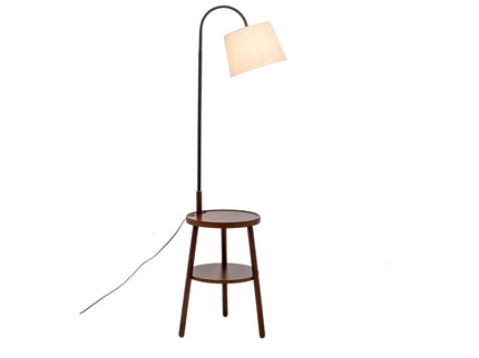 Naples Tripod Floor Lamp Shelf Storage Drawer Bed Side Table Light w/ USB Charger