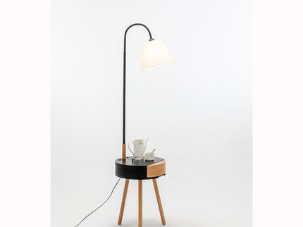 Florence Tripod Lamp Shelf Storage Drawer Bed Side Table Light w/ USB Charger