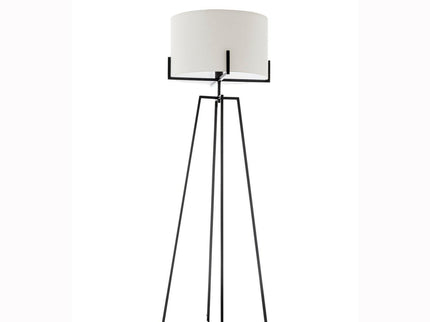 Modern Dimmable Floor Lamp w Linen Shade Designer Bedroom Lighting Matte Black.